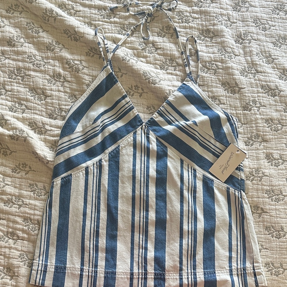 Universal Thread Blue and White Striped Denim Tank